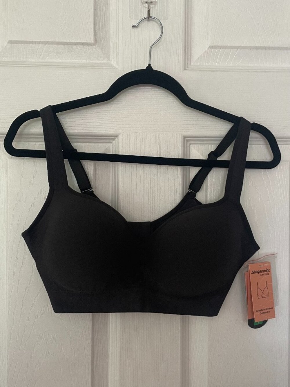 Shapermint Sweetheart Wireless Contour Bra Black L NWT